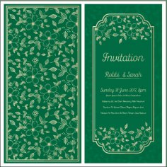 Wedding Green Invitation Card Design Free Vector