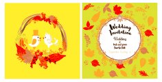 Wedding Invitation Card Background Autumn Icons Colorful Ornament Free Vector