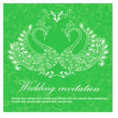 Wedding Invitation Card Background Peacocks Free Vector