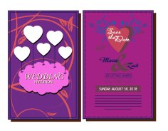 Wedding Invitation Card Design Hearts And Arrow Decoration Style Free Vector