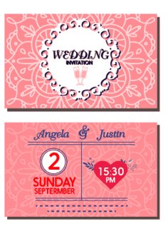 Wedding Invitation Card Design Vignette Design In Blue Free Vector