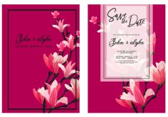 Wedding Invitation Card Template Blooming Free Vector