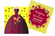 Wedding Invitation Card Template Bride Icon Colorful Free Vector