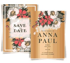 Wedding Invitation Card Template Elegant Classic Colorful Flowers Decor Free Vector