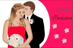 Wedding Invitation Card With Couple Free Vector
