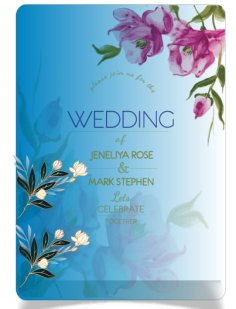 Wedding Invitation Card With Flowers Free Vector
