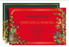 Wedding Template Card Classical Colorful Bright Plants Decor Free Vector