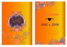 Wedding Template Card Colorful Floral Ornament Free Vector