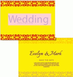 Wedding yellow Invitation Card Vector File