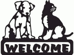 Welcome Dog Silhouette DXF File
