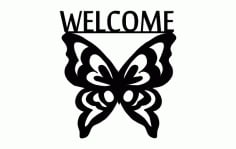 Welcome Text Butterfly Free DXF Vectors File