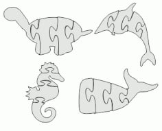 Whale Jigsaw Puzzle Free Vector DXF File