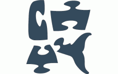 Whale Puzzle Free Vector DXF File