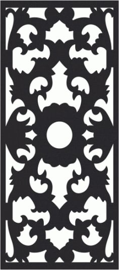White and Black Floral Seamless Panel Laser Cut CDR File