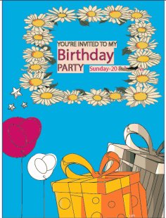 White Birthday Invitation Card Balloon Party Date Golden Wishing Free Vector