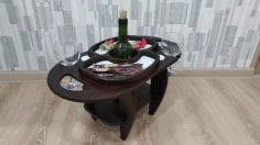 Wine Table Wooden Wine Bottle and Glass Holder Laser Cut CDR File