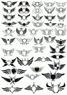 Wings Emblem Set Free CDR Vectors File