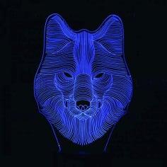 Wolf 3D LED Night Light Laser Cut CDR File