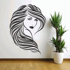 Woman Beauty Saloon Wall Art Mod Decorative Design DXF Vectors File