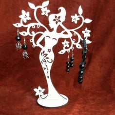 Woman Tree Stand for jewelry CNC Laser Cut Free CDR File