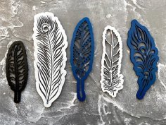Wood Bird Feather Bookmark Laser Cut DXF and SVG File