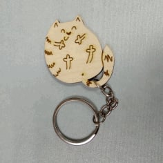 Wood Cat Keychain Template Free CDR File