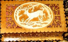 Wooden Box with Deer Drawing Christmas Gift Box Jewelry Box Wedding Box Free Laser Cut File