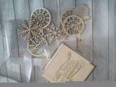 Wooden Box with Snowflake Toys Free CDR Vectors File