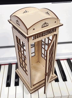 Wooden British Telephone Booth Laser Cut CDR File