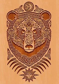 Wooden Carved Wolf Panel CDR File