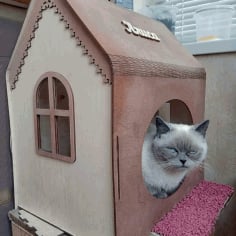 Wooden Cat House Cat Furniture Cat Lover Gift Laser Cut CDR File