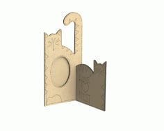 Wooden Cat Photo Frame Stand CDR Vectors File