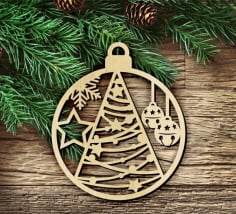 Wooden Christmas Hanging Decoration Laser Cut Design CDR File