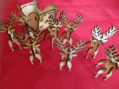 Wooden Christmas Horses Laser Cut 3D Decorative Model CDR File
