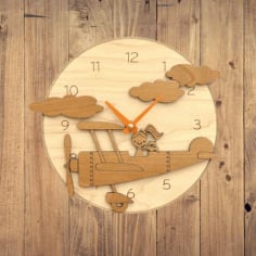 Wooden Clock Laser Cutting CNC Free Vector File