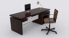 Wooden Computer Desk 3D Model Sample Design STL File