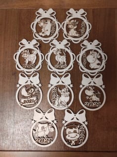 Wooden Cut New Year Badges CDR File