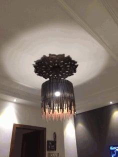 Wooden Decor Ceiling Hanging Lamp CDR File
