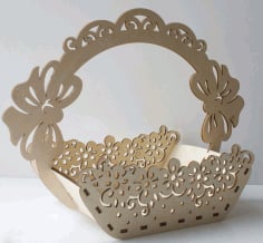 Wooden Decorative Basket with Handle Laser Cut CDR File