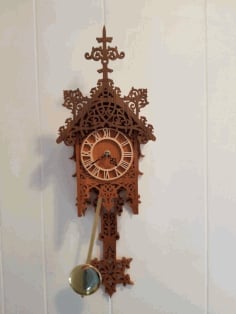 Wooden Decorative Pendulum Wall Clock Template Laser Cut Free CDR Vectors File