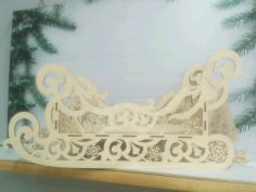 Wooden Decorative Sleigh CNC Laser Cutting Template Vector CDR File