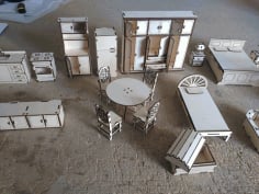 Wooden Doll House Furniture Set DXF File
