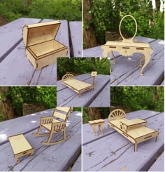 Wooden Doll House Laser Cut Furniture DXF File