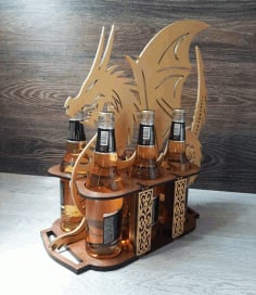 Wooden Dragon Bottle Stand, Wooden Bottle Rack Vector File
