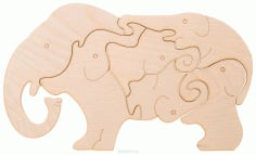 Wooden Elephants Jigsaw Puzzle for Kids Children Indoor Games DXF File
