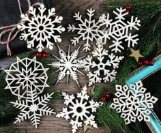 Wooden Engraved Snowflakes CDR File