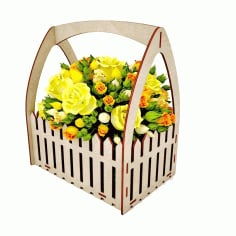 Wooden Flower Box Basket with Fence 4mm Laser Cut CDR File