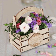 Wooden Flowers Basket Laser Cut CDR File