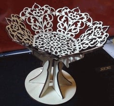 Wooden Fruit Bowl Candy Basket with Stand Laser Cut CDR File