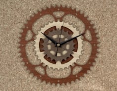 Wooden Gear Wall Clock Laser Cutting Vector Free CDR File